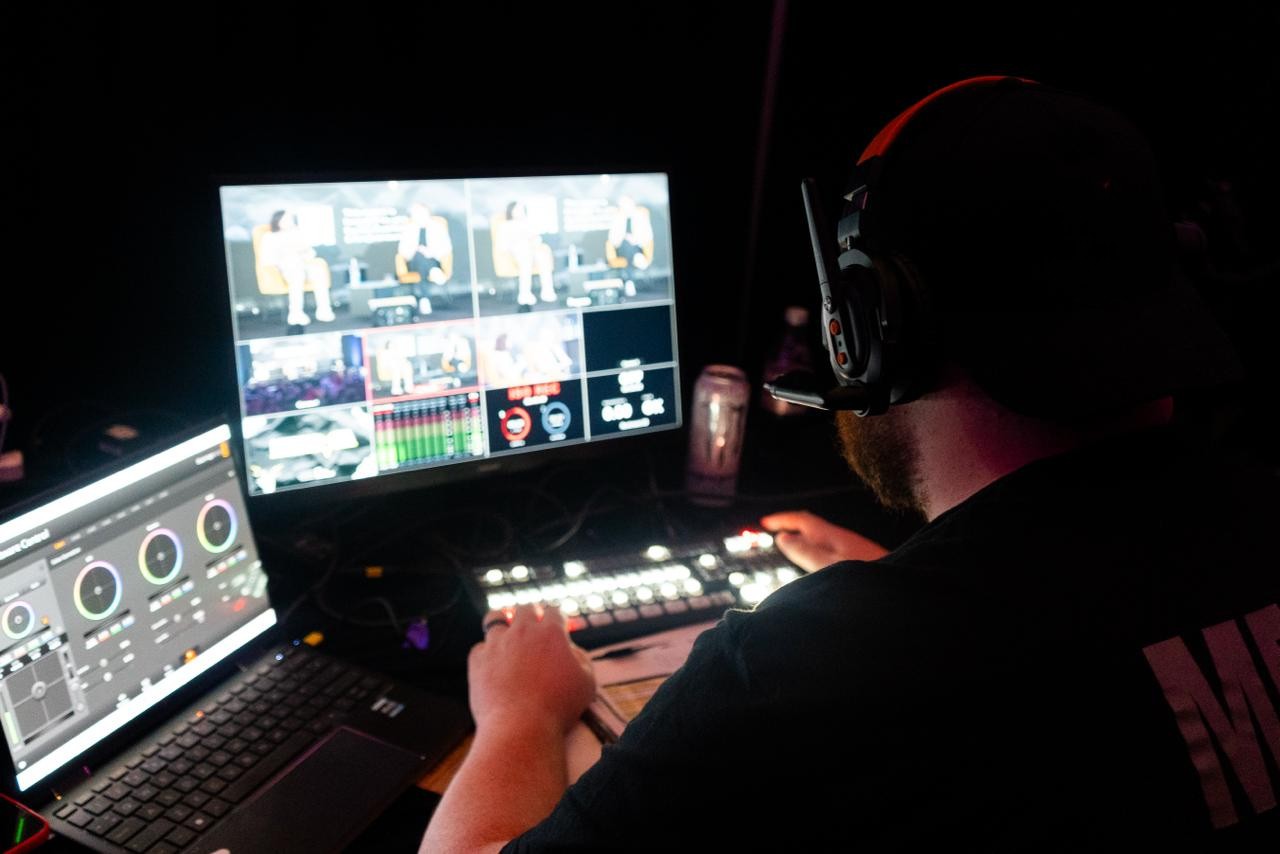 Production desk during a live AV and livestream event